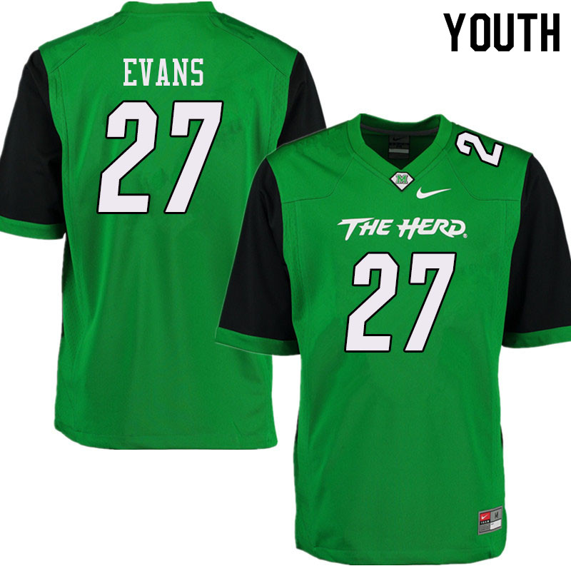 Youth #27 Sheldon Evans Marshall Thundering Herd College Football Jerseys Sale-Green